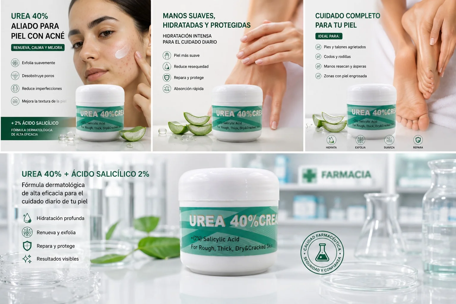 Crema con urea al 40% para piel seca, dermatitis y grietas — Protepiel Colombia