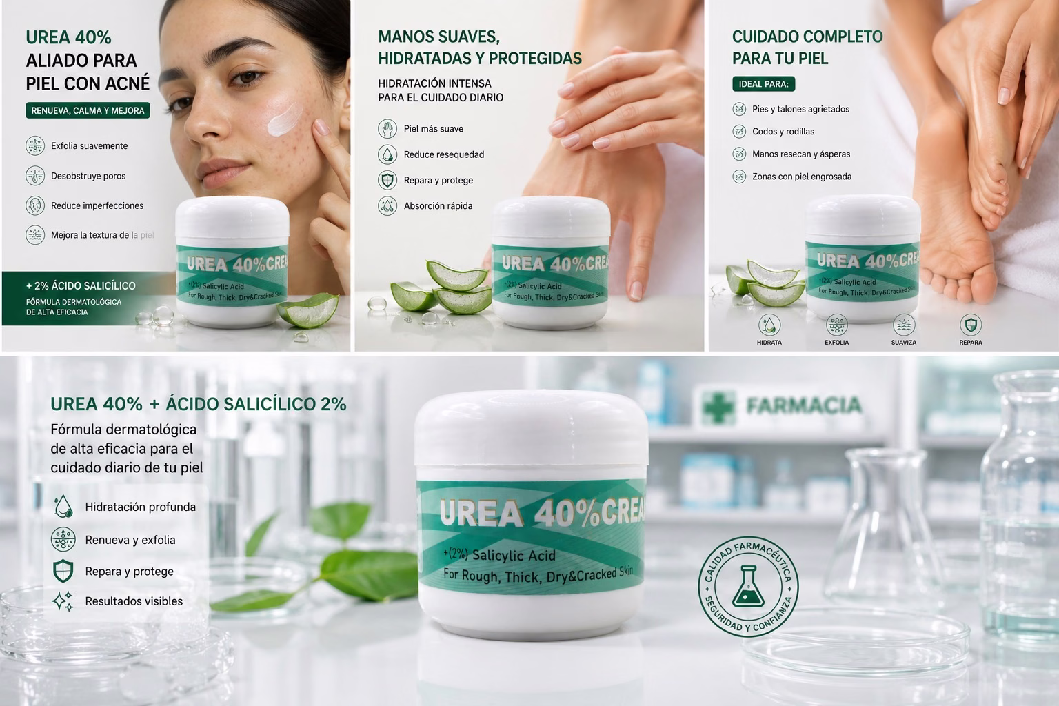 Comparativa urea 10% 20% 40% — cuál concentración elegir para piel seca, dermatitis y callosidades